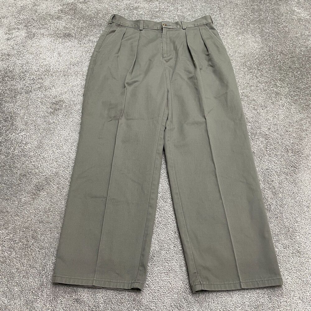 Hunt Club Vintage Y2K 90's Pleated Chino Pants Mens 34x29 Gray Cotton Straight